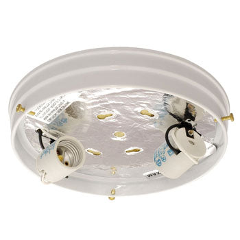 810210WHH-2X60W Utility Flush Mount Holder, 2x60W, White Finish, Medium Base, 8.75" Diameter, Non-Dimmable, Replacement Parts, Galaxy Lighting - Maple Electric Supply 