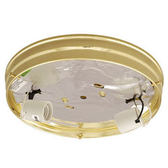 810212PB-H Flush Mount Light Holder - Polished Brass Finish, Polished Glass, 2x60W, Med. Base, 11-7/8"D x 1-5/8"H, Replacement Parts, Galaxy Lighting - Maple Electric Supply 