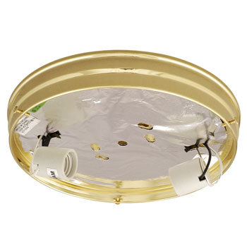 810212PB-H Flush Mount Light Holder - Polished Brass Finish, Polished Glass, 2x60W, Med. Base, 11-7/8"D x 1-5/8"H, Replacement Parts, Galaxy Lighting - Maple Electric Supply 