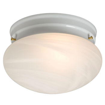810308WH Flush Mount - White with Marbled Glass, 60W Bulb, Medium Base, 7.5" x 4.75", Ceiling Fixtures, Galaxy Lighting - Maple Electric Supply 