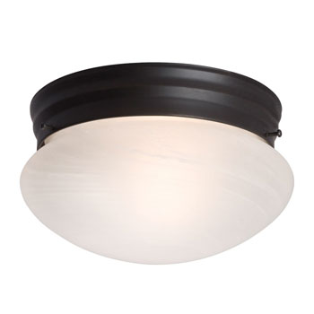 810310ORB Flush Mount - Oil Rubbed Bronze w/ Marbled Glass, 100W, 9"D x 5-1/8"H, Med Base, Non-Dimmable
