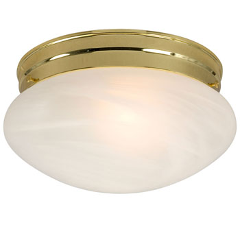810310PB Flush Mount - Polished Brass with Marbled Glass, 100W Med. Base, 9.5"D x 5.1"H, Non-Dimmable
