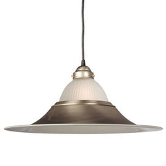 811331PT/FR Pewter Pendant Light with Clear Ribbed Glass, 1x100W Bulb, Med Base, 18"D x 9.5"H