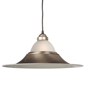 811331PT/FR Pewter Pendant Light with Clear Ribbed Glass, 1x100W Bulb, Med Base, 18"D x 9.5"H