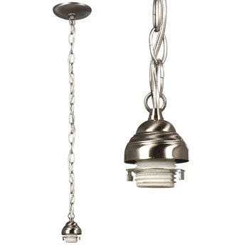 811851BN-H Mini Pendant Holder with 36" Chain, Brushed Nickel, 60W Med. Base, 5"D x 4-3/8"H, No Bulb Included