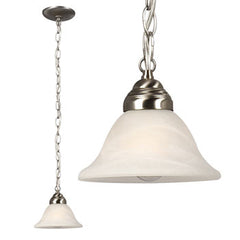 811862BN Mini Pendant - Brushed Nickel w/ Marbled Glass, 60W, 6-3/4"D x 5-1/2"H, Med. Base Bulb
