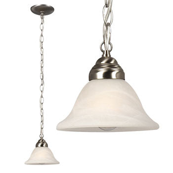 811862BN Mini Pendant - Brushed Nickel w/ Marbled Glass, 60W, 6-3/4"D x 5-1/2"H, Med. Base Bulb, Mini-Pendants, Galaxy Lighting - Maple Electric Supply 