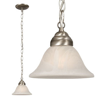 811862PT Mini Pendant - Pewter Finish, Marbled Glass, 60W A Bulb, Med. Base, 6.75"D x 5.5"H, Non-Dimmable, Mini-Pendants, Galaxy Lighting - Maple Electric Supply 