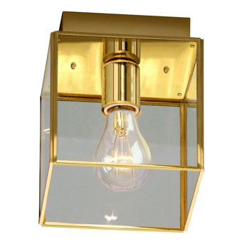 860805PB Flush Mount - Polished Brass with Clear Glass, 60W A Bulb, Medium Base, 6" x 6" x 6-3/4", Ceiling Fixtures, Galaxy Lighting - Maple Electric Supply 