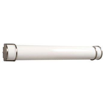 921236BN-HPF: Brushed Nickel Bath & Vanity Light with Satin White Acrylic Lens - 2x25W T8 Bulbs, 37.25"W