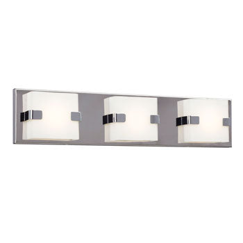 Avis LED Bath & Vanity Light - Polished Chrome, Dimmable, 3000K, 22" Wide, White Glass, 1800 Lumens