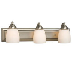 Barclay Three Light Vanity - Brushed Nickel, Satin White Glass, 24" Wide, 100W Med. Base, Non-Dimmable