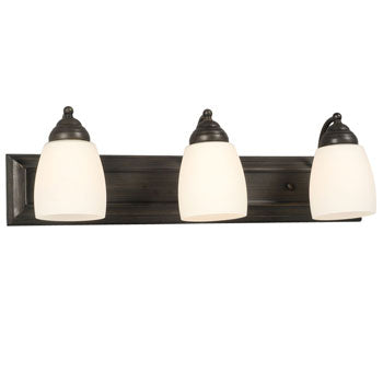 Barclay Three Light Vanity - Oil Rubbed Bronze, Satin White Glass, 24"x7" – 100W, Dimmable, Med Base, No Bulbs Included