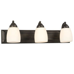 Barclay Three Light Vanity - Oil Rubbed Bronze, Satin White Glass, 24"x7" – 100W, Dimmable, Med Base, No Bulbs Included