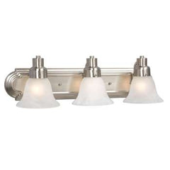 Belfast 3-Light Vanity, Brushed Nickel, Marbled Glass, 24"x7", 100W Bulbs, Energy-Efficient Design