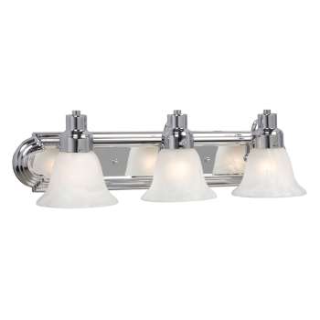 Belfast Three-Light Vanity Chrome, 24"W, Marbled Glass, Medium Base, 100W, Non-Dimmable, Elegant Lighting Fixture
