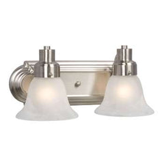 Belfast Two-Light Vanity, Brushed Nickel & Marbled Glass - 14"W x 7"H, 100W Max, Medium Base, Non-Dimmable