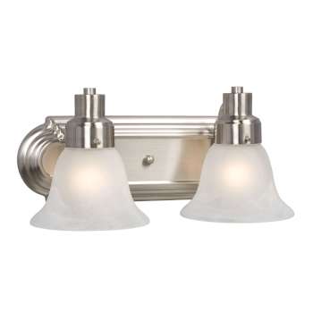 Belfast Two-Light Vanity, Brushed Nickel & Marbled Glass - 14"W x 7"H, 100W Max, Medium Base, Non-Dimmable