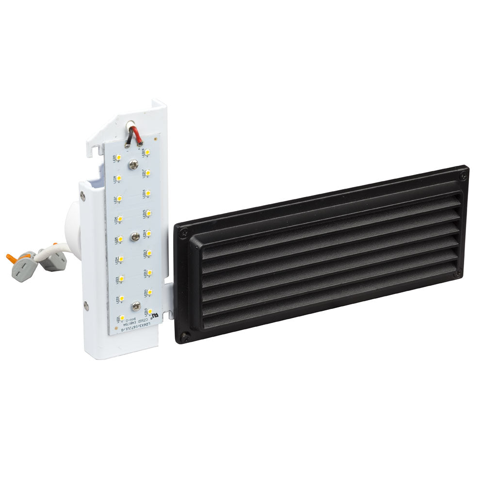 BLACK STEP LIGHT L223481BK0830 - 8W LED, 3000K, Clear Glass, 1107 Lumens, 9-1/8"W x 3-1/2"H, Energy Efficient, Non-Dimmable