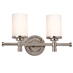 Brighton Chrome Two Light Vanity with Satin White Glass - 100W, 16"W, Med Base, Non-Dimmable, Elegant Bathroom Lighting Fixture