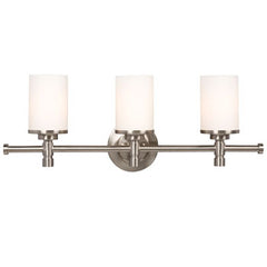 Brighton Three Light Vanity - Brushed Nickel, Satin White Glass, 100W, 24" Width, Med. Base, Non-Dimmable - Elegant and Modern Lighting Fixture