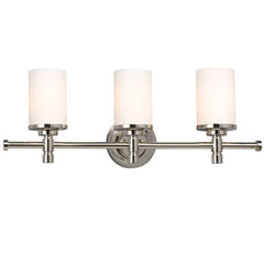 Brighton Three Light Vanity - Chrome Finish, Satin White Glass, 24" Wide, 3x100W Bulbs, Non-Dimmable