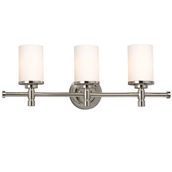 Brighton Three Light Vanity - Chrome Finish, Satin White Glass, 24" Wide, 3x100W Bulbs, Non-Dimmable