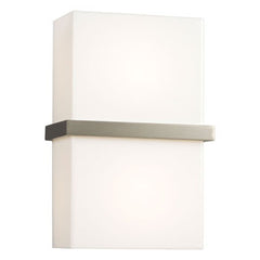 Brushed Nickel LED Wall Sconce L213130BN012A1 - 12W, Satin White Glass, Dimmable, ENERGY STAR, 3000K, Wall Lights & Sconces, Galaxy Lighting - Maple Electric Supply 