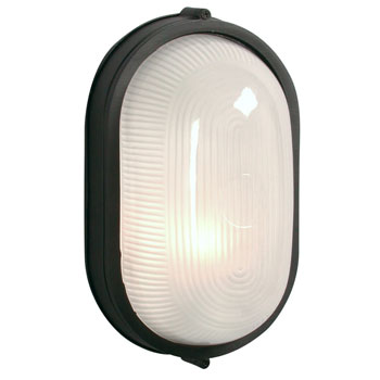 Cast Aluminum Marine Light 305113 BLK - Black, Frosted Glass, 100W, Med. Base, Non-Dimmable