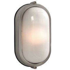 Cast Aluminum Marine Light 305113SA - Satin Aluminum, Frosted Glass, 100W Bulb, Med. Base, 6-1/2"W x 11-1/8"H x 4-3/4"E