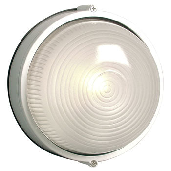 Cast Aluminum Marine Light - White with Frosted Glass, 60W Bulb, Medium Base, Non-Dimmable, 7-1/8"D x 4-1/4"E