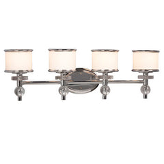 Chrome Four Light Vanity - 29.5" Wide, White Glass, A15 Bulbs, 60W, Dimmable, Sleek Modern Design, Bath & Vanity Lights, Galaxy Lighting - Maple Electric Supply 