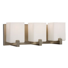Cubic 3-Light Vanity Light - Brushed Nickel, Opal Glass Shades, 60W A15 Bulbs, 17-1/4" x 6-1/4", Non-Dimmable