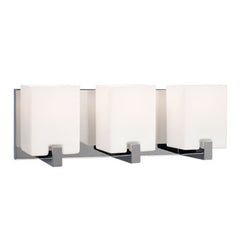 Cubic 3-Light Vanity Light - Polished Chrome, White Opal Glass, 60W A15 Bulbs, 17.25"x6.25"x6", Dimmable, Elegant Bathroom Lighting Fixture, Bath & Vanity Lights, Galaxy Lighting - Maple Electric Supply 