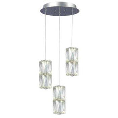 Estella 3L Chrome Pendant Light with K9 Crystal, 18W LED, Dimmable, 4000K, 1920 Lumens – Modern Elegance for Any Space
