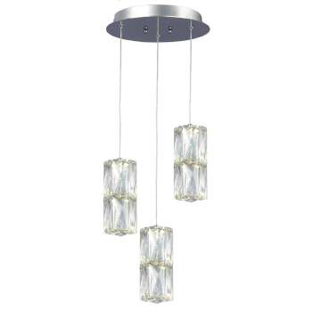 Estella 3L Chrome Pendant Light with K9 Crystal, 18W LED, Dimmable, 4000K, 1920 Lumens – Modern Elegance for Any Space