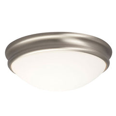 Flush Mount 613330BN - Brushed Nickel with Opal White Glass, 60W, Med. Base, Non-Dimmable, 10-3/8"D x 3-7/8"H
