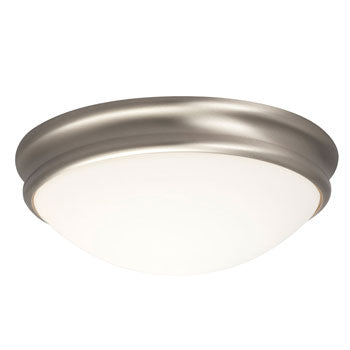 Flush Mount 613330BN - Brushed Nickel with Opal White Glass, 60W, Med. Base, Non-Dimmable, 10-3/8"D x 3-7/8"H