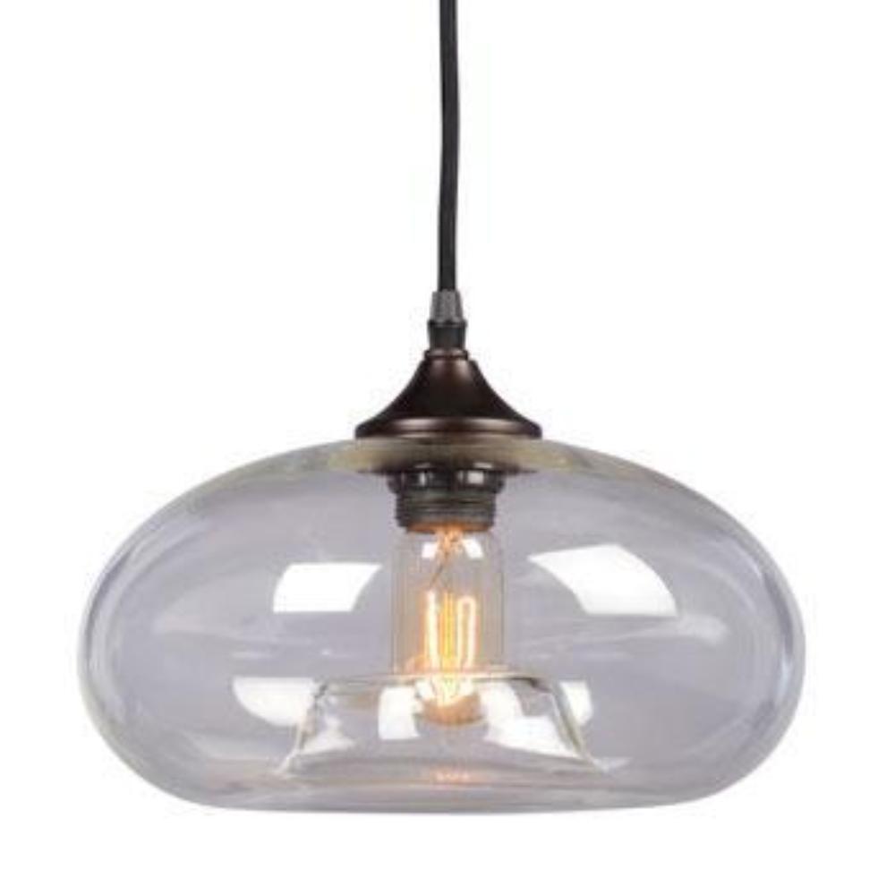 Galaxy Lighting Vintage Pendant - 1-Light Brushed Nickel/Bronze, Clear Glass Shade, 6ft Wire, Medium Base, 60W, Pendants, Galaxy Lighting - Maple Electric Supply 