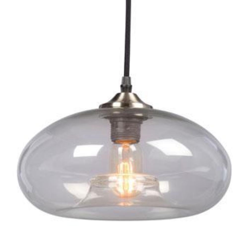 Galaxy Lighting Vintage Pendant - 1-Light Brushed Nickel/Bronze, Clear Glass Shade, 6ft Wire, Medium Base, 60W, Pendants, Galaxy Lighting - Maple Electric Supply 