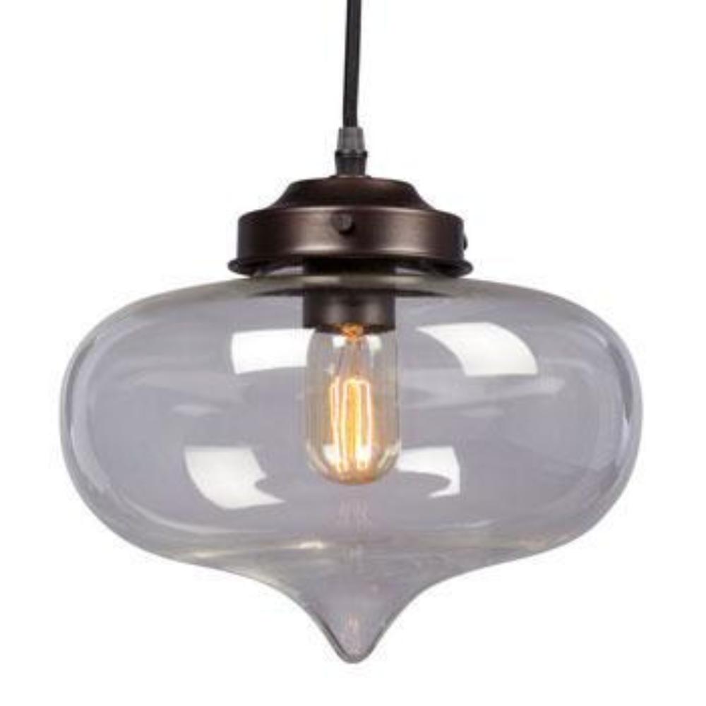 Galaxy Lighting Vintage Pendant - 1-Light Brushed Nickel/Bronze, Clear Glass Shade, 6ft Wire, Medium Base, 60W, Pendants, Galaxy Lighting - Maple Electric Supply 