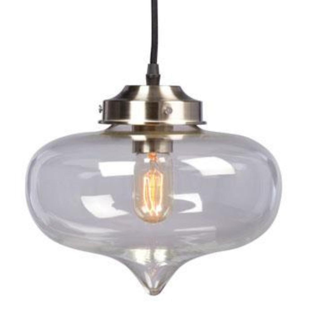 Galaxy Lighting Vintage Pendant - 1-Light Brushed Nickel/Bronze, Clear Glass Shade, 6ft Wire, Medium Base, 60W, Pendants, Galaxy Lighting - Maple Electric Supply 