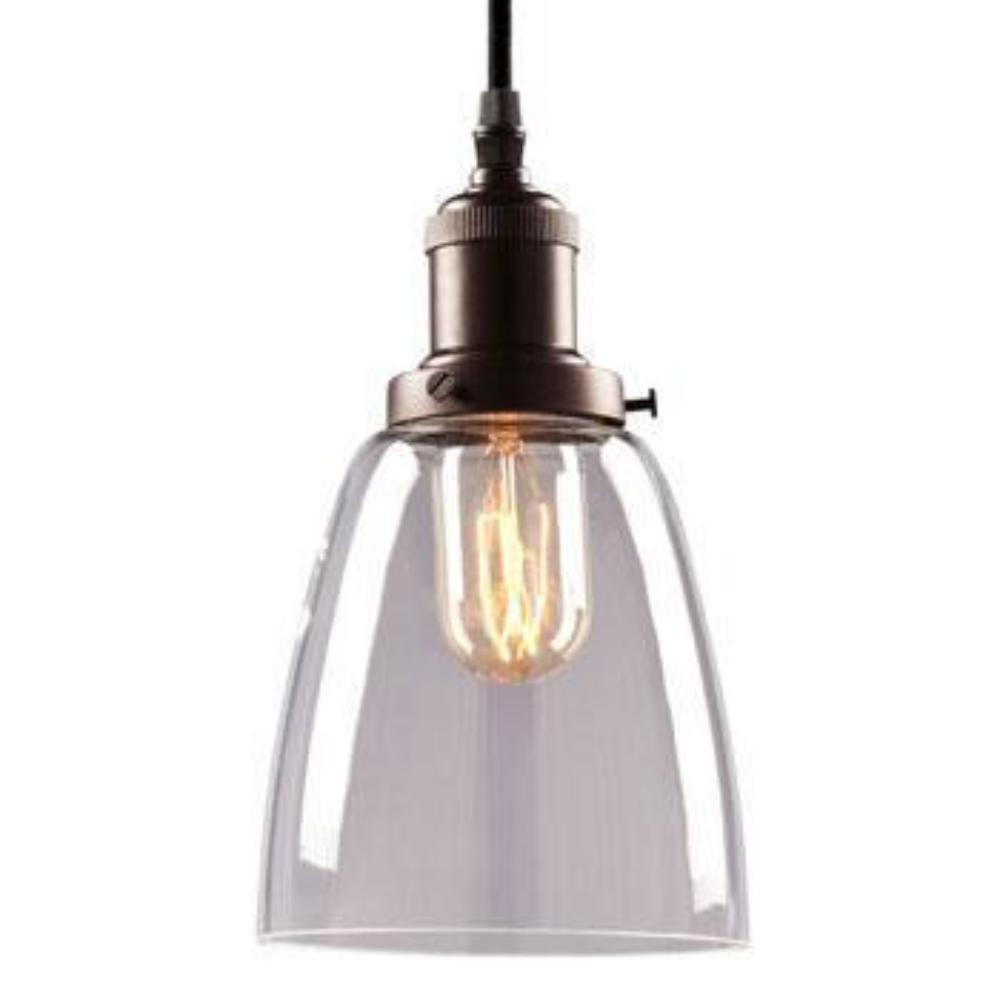 Galaxy Lighting Vintage Pendant - 1-Light Brushed Nickel/Bronze, Clear Glass Shade, 6ft Wire, Medium Base, 60W, Pendants, Galaxy Lighting - Maple Electric Supply 