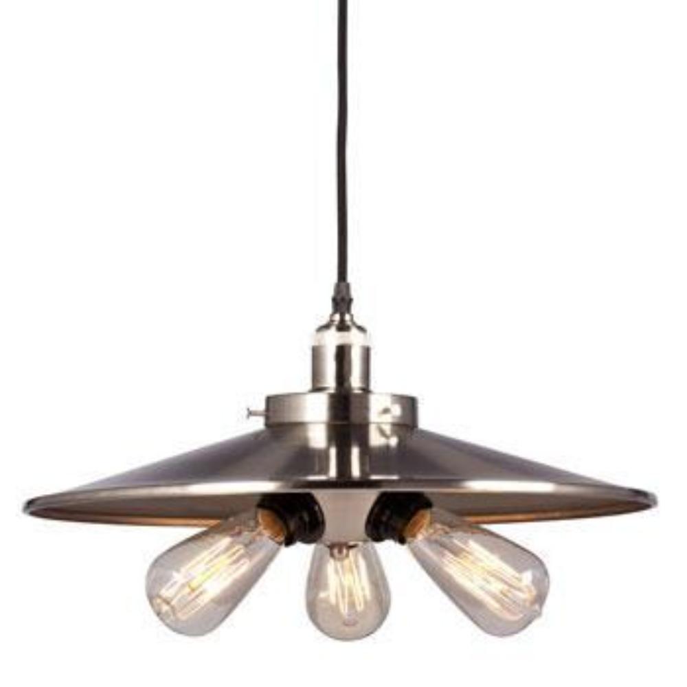 Galaxy Lighting Vintage Pendant - 1-Light Brushed Nickel/Bronze, Clear Glass Shade, 6ft Wire, Medium Base, 60W, Pendants, Galaxy Lighting - Maple Electric Supply 