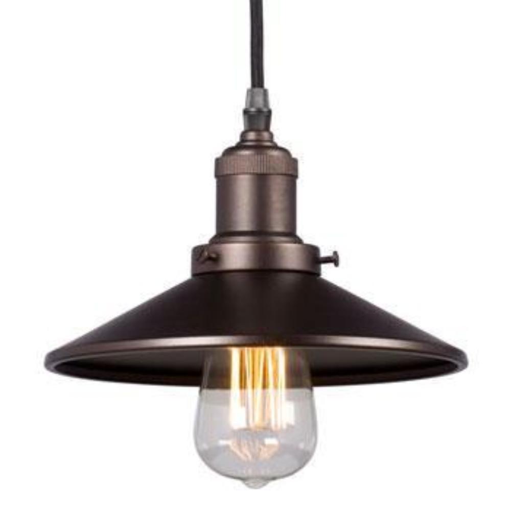 Galaxy Lighting Vintage Pendant - 1-Light Brushed Nickel/Bronze, Clear Glass Shade, 6ft Wire, Medium Base, 60W, Pendants, Galaxy Lighting - Maple Electric Supply 