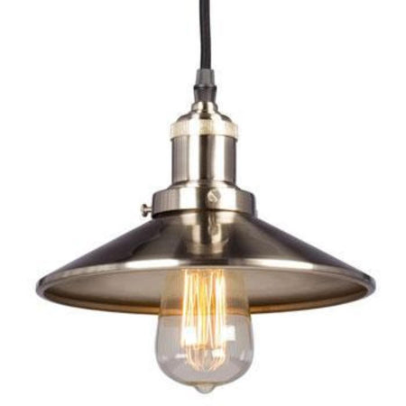Galaxy Lighting Vintage Pendant - 1-Light Brushed Nickel/Bronze, Clear Glass Shade, 6ft Wire, Medium Base, 60W, Pendants, Galaxy Lighting - Maple Electric Supply 