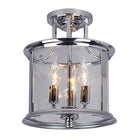 Huntington Semi-Flush Mount - Chrome, 3 Bulbs, Clear Glass, 60W Cand. Base, Non-Dimmable, 10"D x 12-3/8"H, Modern Lighting Fixture