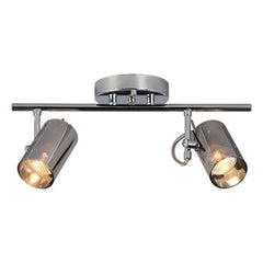 Jayden 2-Light Track Light, Chrome Finish, Mirrored Glass, GU10, 50W, 15" x 4-3/4" x 7-1/8" - Modern, Non-Dimmable Lighting Fixture