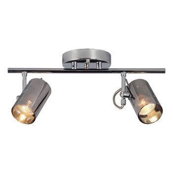Jayden 2-Light Track Light, Chrome Finish, Mirrored Glass, GU10, 50W, 15" x 4-3/4" x 7-1/8" - Modern, Non-Dimmable Lighting Fixture