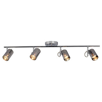 Jayden 4-Light Chrome Track Light with Mirrored Glass, GU10 50W Bulbs, Non-Dimmable, 34" Length